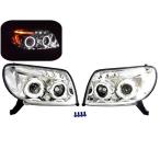 送込 ハイラックス サーフ 210 215 前期 6連 LED プロジェクター イカリング クロームメッキ ヘッドライト クリアref 左右 ランプ ライト