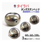タングステン (無塗装 60g 80g 100g 各1個) シルバー タイラバ ヘッド 鯛ラバ シンカー 保護チューブ装着済 オモリ