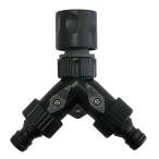 GREEN LIFE コック付き2分岐ホースコネクター HC-05(BK/AGY)