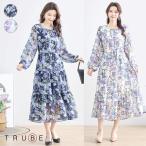 ワンピース ティアード 花柄  チュニック レディース  婦人服 冬 春 M L カジュアル 黒 20代 30代 40代 50代 60代 通勤  旅行 ワンピース395 TRUBE N82-167