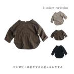 送料無料　子供服　トップス ベビー キッズ ストライプ トップス 伸縮性抜群スパンフライス無地長袖Ｔシャツ(80cm 90cm 100cm 110cm