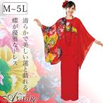 即納★ 蝶柄シフォンプリントケープドレス OP438-1-3747 カラオケ衣装 レディース プリントドレス ワンピース 花柄 赤