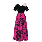 在庫限りセール ハワイ気分プリントワンピース OP357-1-3409-91243 ハワイアン リゾートワンピ ロングワンピース Ｔドレス プリントドレス カヒコ メレフラ