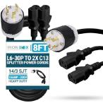 IronBox Electric L6-30P to 2X C13 Splitter Power Cords - 15A/250V, 14 AWG, 14/3 SJT - UL Listed Power Supply Cable - Heavy Duty Power Plug and Cord fo