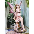 エブロス パステルマゼンタ ピンク 妖精 妊娠中の母 翼を持つウサギの置物 フェアリーガーデン ファンタジー コレクターフィギュア アクセント装飾 母の日 ベビ