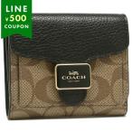 コーチ アウトレット 二つ折り財布 シグネチャー ベージュ ブラック レディース COACH C7805 IMLOV