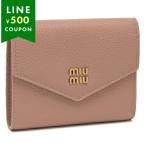 ミュウミュウ 二つ折り財布 メタルロゴ フラップ付き ピンク レディース MIU MIU 5MH040 ADT7 F0615