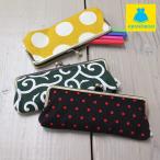がま口平ペンケース　帆布・唐草 水玉　 [M便 1/5]  在庫商品