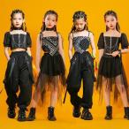  Kids танцевальный костюм танцевальный костюм ребенок выставить hip-hop HIPHOP девочка короткий рукав s.... брюки чёрный юбка stage костюм 