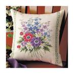 オリムパス　クロスステッチ　ししゅうキット　クッション＆テーブルセンター　クッション　アネモネ　6025