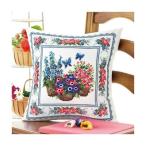 オリムパス　クロスステッチ　ししゅうキット　クッション＆テーブルセンター　クッション　スプリングガーデン　6052