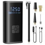 電動空気入れ 電動エアポンプ 車 自転車 バイク用 6000mAh大容量バッテリー 最大圧力150PSI 高速充填 自動停止 米式/仏式/英