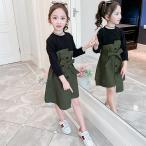 子供服 ワンピース 女の子 長袖 子供ドレス dress キッズ 春秋 秋着 膝丈ワンピース 丸首 蝶結び 韓国子供服 ジュニア カジュアル おしゃれ 可愛い 通学着 新品