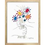 名画アートフレーム 花束を持つ手 パブロ・ピカソ(Pablo Picasso)/絵画 壁掛け 壁飾り インテリア 油絵 花 アートパネル ポスター 絵