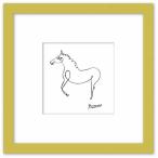 名画 ラインアート パブロ・ピカソ 署名入り Le cheval 馬 ナチュラルフレーム ゆうパケット Sサイズ