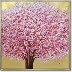 絵画 オイル ペイント アート「ゴールデン サクラ」 桜 油絵 インテリア 壁掛け 額入り 風景画 額装込 手描き リビング 玄関 ギフト おしゃれ モダン 飾る 花 5L