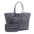 ゴヤール サンルイPM トートバッグ STLOUIPMLTY12CL12P ゴヤールディンキャンバス シュヴロッシュカーフスキン ネイビー 中古 送料無料