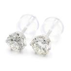 Kカラー/Lカラー/I-1/SI-2/Good/0.387ct/0.339ct天然ダイヤモンドピアス Pt900 両耳用 一粒ダイヤピアス プラチナ 地金0.4g 中古 送料無料