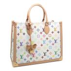 ルイヴィトン LV×TMオンザゴートランクMM M13079 モノグラムキャンバス マルチカラー トートバッグ 村上隆 ホワイト 白 中古 送料無料