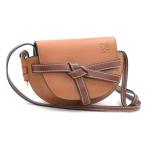 ショッピングロエベ ロエベ ゲートデュアルバッグミニ 321.12.U62 レザー ショルダーバッグ ブラウン クロスボディバッグ アナグラム 茶色 中古 送料無料