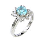 0.716ct天然パライバトルマリンリング 9号 Pt900 0.57ct天然ダイヤモンド オーバルカット ネオンブルー プラチナ 地金5.4g 中古 送料無料