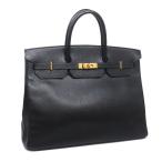 エルメス バーキン40 〇W刻印 1993年製 アルデンヌ ブラック ゴールド金具 内縫い ハンドバッグ 40cm 黒 中古 送料無料