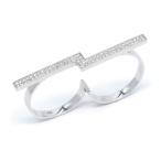 ジョージジェンセン ヴィーナスダブルリング #56 15号 14号 K18WG ダイヤ ダブルフィンガー ホワイトゴールド 地金6.6g 中古 送料無料