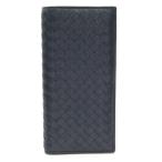 ボッテガヴェネタ イントレチャート ロングウォレット レザー ネイビー 2つ折り長財布 二つ折り長財布 ロングウォレット 紺 中古 送料無料