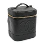  Chanel косметичка черная икра s gold черный Gold металлические принадлежности здесь Mark ручная сумочка макияж сумка vanity сумка чёрный б/у бесплатная доставка 