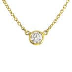 ティファニー ダイヤモンドバイザヤードシングルペンダント K18YG バイザヤードネックレス 1PD イエローゴールド 地金約1.7g 中古 送料無料