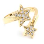 ショッピング15号 0.266ct天然ダイヤモンドリング 15号 K18YG フォークリング コメットリング パヴェダイヤリング イエローゴールド 地金5.5g 中古 送料無料