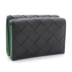 ボッテガヴェネタ イントレチャート タイニー 三つ折りウォレット ブラック グリーン 3つ折り財布 ミニ財布 コンパクト財布 中古 送料無料