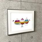 ショッピングアート作品 特別額装マット作品/アートポスター/ウォーホル/Ice Cream Dessert c.1959 (3 scoop)（アンディ ウォーホル） 額装品 アルミ製ベーシックフレーム