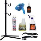 AZ 自転車メンテ7点[フック式スタンド+A1-008ディグリーザー+BIc-007 BANK 50ml+BIw-001バイクウォッシュ+チェーン洗浄器+ギアブラシ+パーツクリーナー650ml]