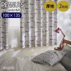 ショッピングスヌーピー _ スヌーピー カーテン 100×135 2枚セット シュローダー＆ピアノ 既成カーテン 遮光2級 グレー ウォッシャブル スミノエ　形状記憶加工 PEANUTS ピーナッツ