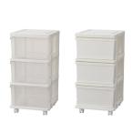 収納ボックス フタ付き 収納ケース 衣装ケース 収納チェスト 3段 幅35cm 奥行42cm 高さ68.3cm おしゃれ スタック 日本製 プラスチック 白 シーズユニット 連結