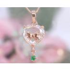 Yahoo! Yahoo!ショッピング(ヤフー ショッピング)エメラルド ネックレス K10ピンクゴールド K10PG レディース ペンダント ハートキュービックジルコニア CZ リボンモチーフ 5月誕生石