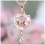Yahoo! Yahoo!ショッピング(ヤフー ショッピング)ムーンストーン ネックレス ハート キュービックジルコニア リボン K10ピンクゴールド 6月誕生石