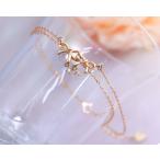 ダイヤモンド リボン ブレスレット レディース K10ピンクゴールド K10PG 10k 4月誕生石