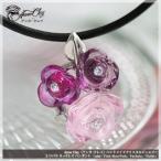ANNE CLAY アンヌ・クレイ 3つバラ 薔薇 ネックレス「Fuchsia」「Violet」 色品番3R07ハンドメイド クリスタルジュエリー欠品:製造中止となりました