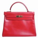 【中古】 HERMES エルメス ボックスカーフ ケリー32 2WAY ハンドバッグ シルバー ボックスカーフ 【ブランド】