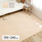 洗えるラグ ジャガードフランネル 190×240 北欧風 滑り止め付 Ecru カーペット ペット対応 床暖房対応 オールシーズン ケーブルニット柄 おしゃれ 萩原 爆買