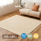 洗えるラグ 国産高機能ラグ 185×185 ナチュール コットン 綿100% 防ダニ 抗菌 洗濯OK 洗濯機 洗える 滑り止め加工 ホットカーペット対応 床暖房対応 日本製