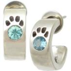 ブルートパーズ肉球シルバーピアス誕...