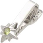 (8月)ペリドット サン (太陽神) ロジュウム シルバー ブラス ショートネクタイピン誕生石 父の日 ギフト