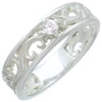 Yahoo! Yahoo!ショッピング(ヤフー ショッピング)（4月）キュービックジルコニア ホワイト アラベスク バンド シルバーリング （指輪） 誕生石