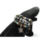 Yahoo! Yahoo!ショッピング(ヤフー ショッピング)■レザーブレスレット■３連キャッツアイ 蝶 ブラック 15-1175