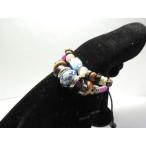 Yahoo! Yahoo!ショッピング(ヤフー ショッピング)■レザーブレスレット■２連 陶器ビーズ ピンク 15-1178