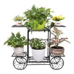 フラワースタンド アイアン ガーデニング 棚 鉢植え/観葉植物/盆栽 プランタースタンド ベランダ/玄関/室内 ガーデンラック 花台 黒