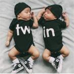 【Sale】ベビー服　２枚セット　ロンパース　双子用　赤ちゃん　ブラック　子供服　
